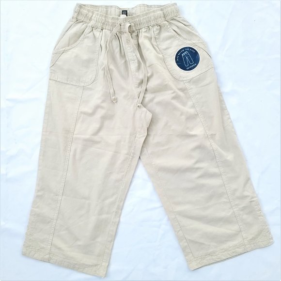 Karen Scott Capri Pull On Tan Cotton Pants Small - Picture 2 of 14